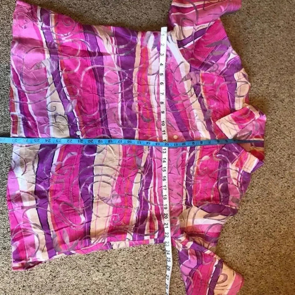 Multicolor Lightweight Comfortable Buttons up Summer Top Blouse Women L/Xl - Picture 3 of 4